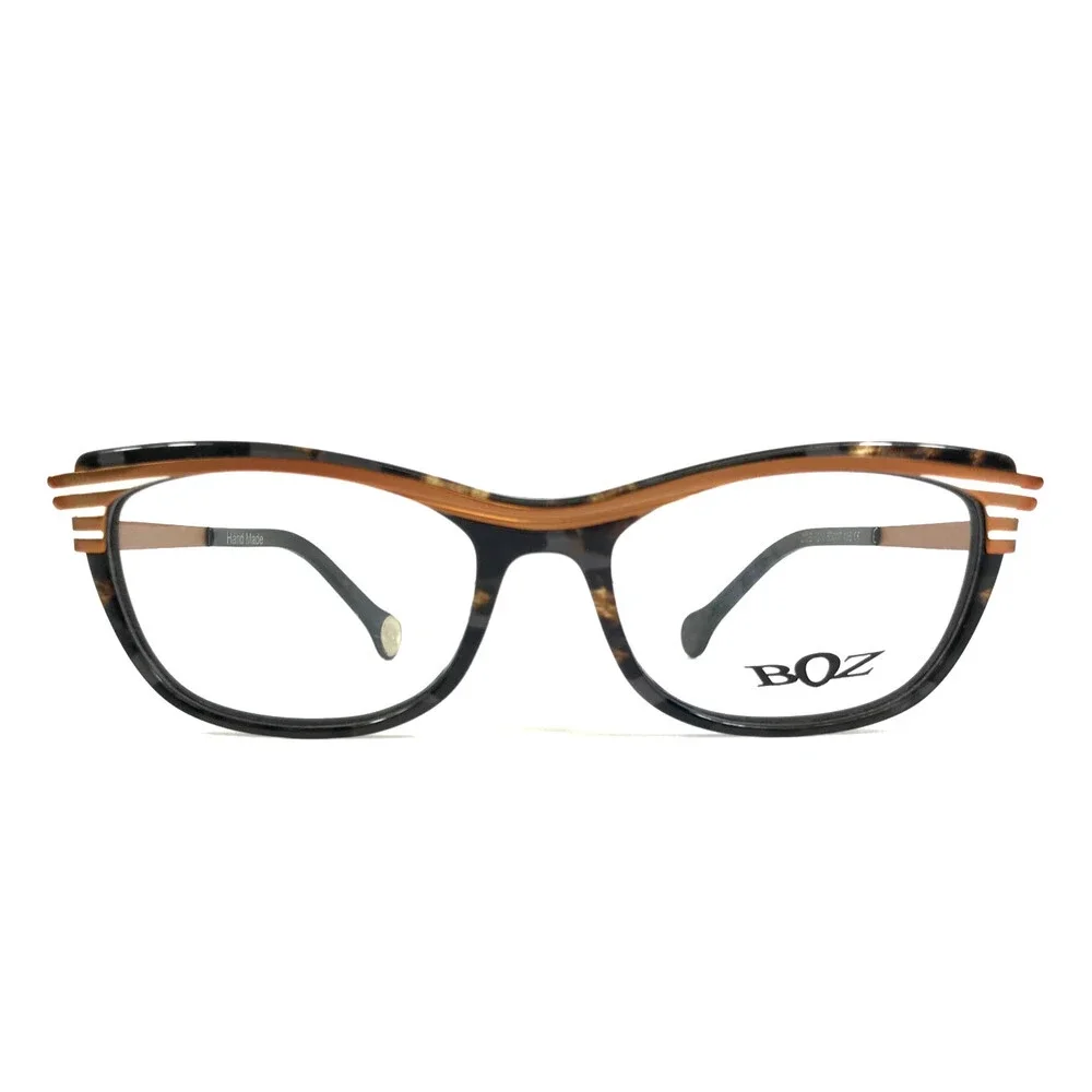 BOZ Eyeglasses Frames ZOE 9210 Black Brown Orange White Striped 53-17-135